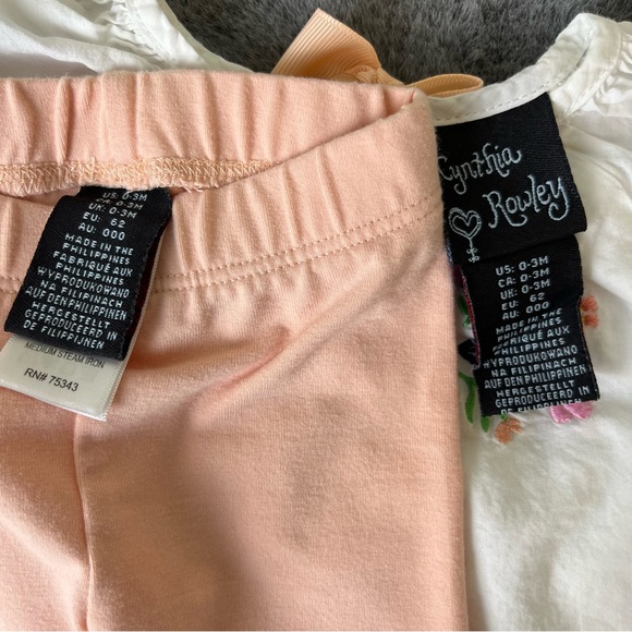 Flowy Floral Embroidered Top with Lace Details with Matching Leggings -0-3M - Picture 7 of 7